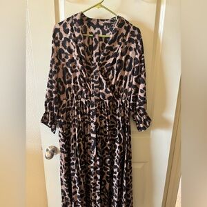 SHEIN Leopard Print Dress - Black and Brown
